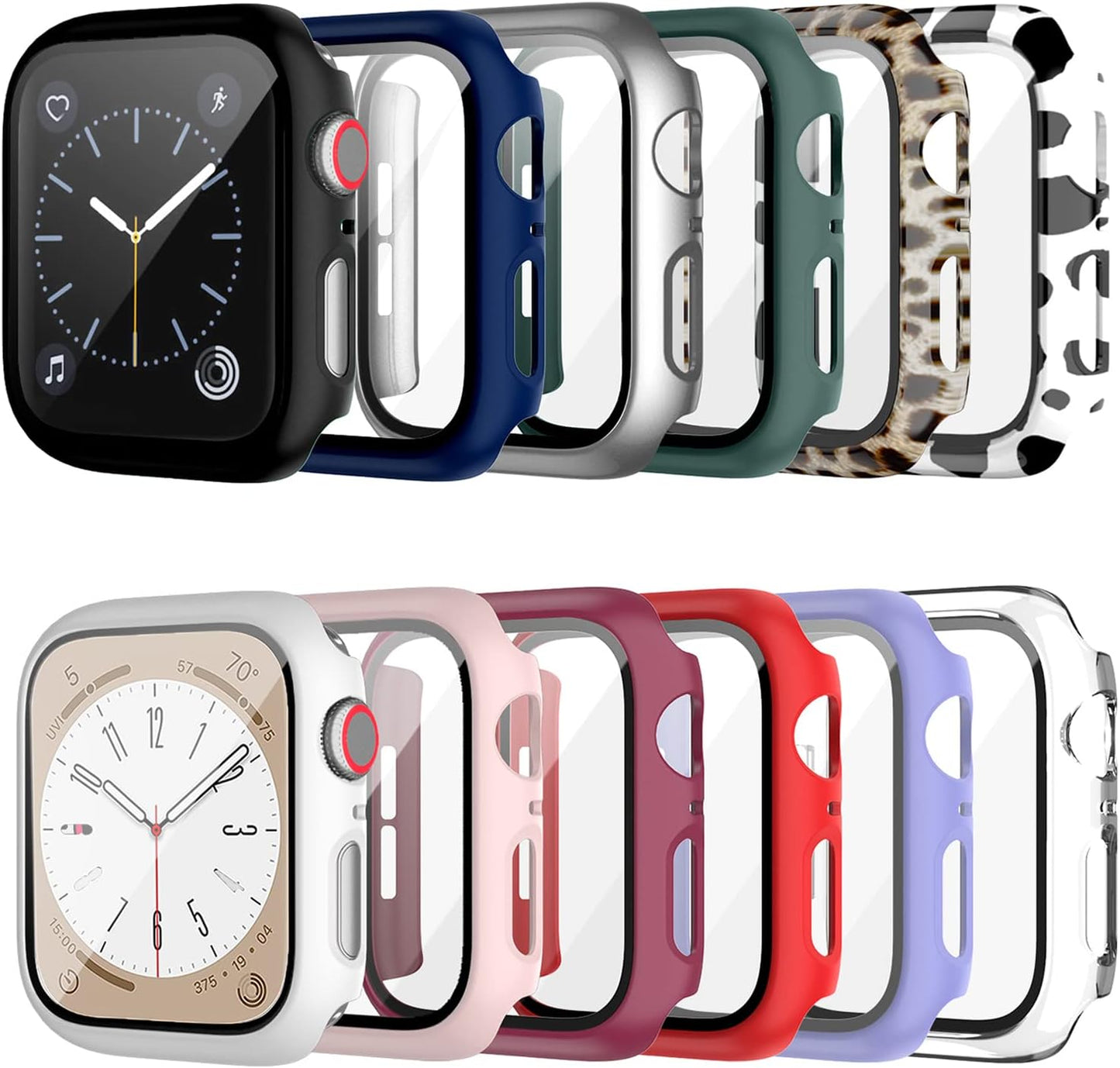 Matte Leopard Cow Pattern Cover Set for Apple Watch 45mm