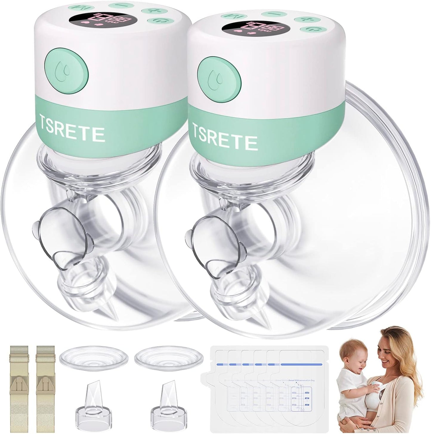TSRETE Breast Pump - Double Wearable Electric Hands-Free Pump