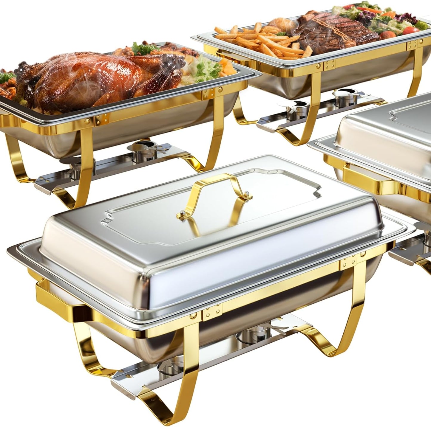 Elegant Stainless Steel Chafing Dishes for Buffet 4 Pack