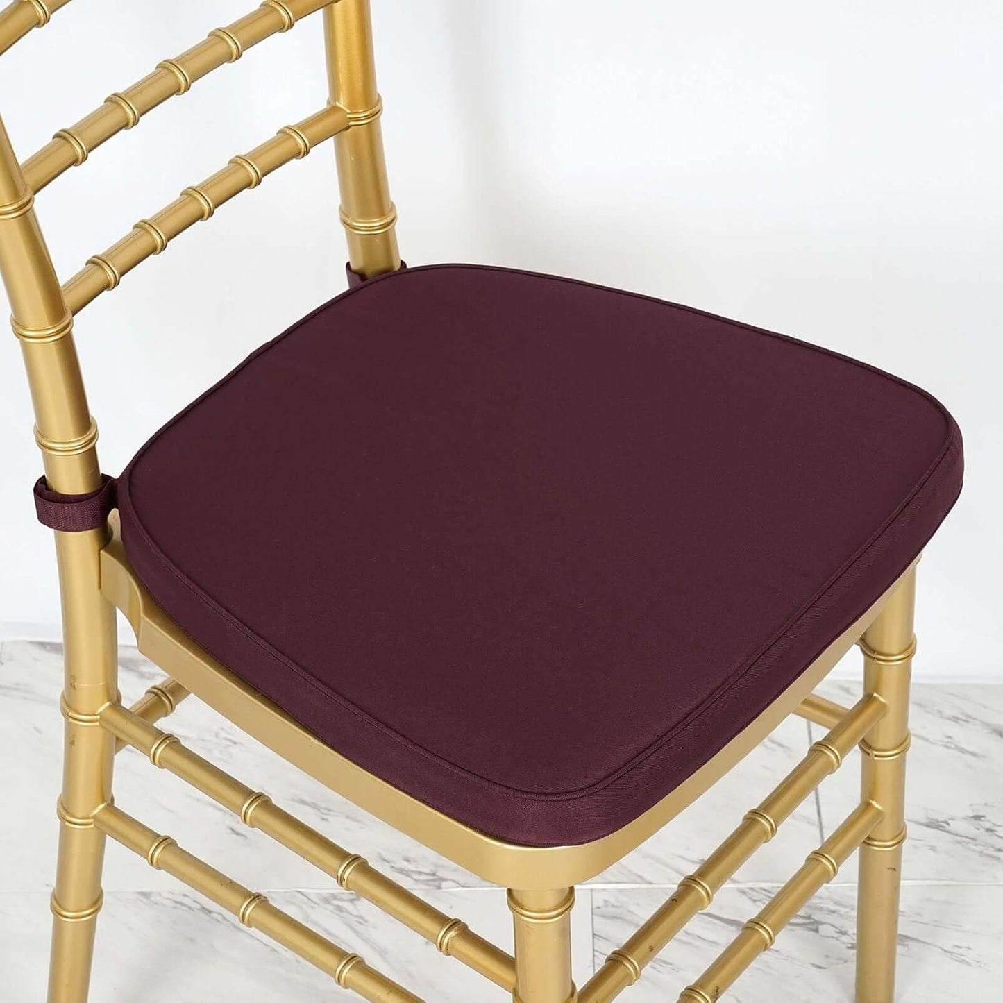 Burgundy Chiavari Chair Cushion Pad with Attachment Straps