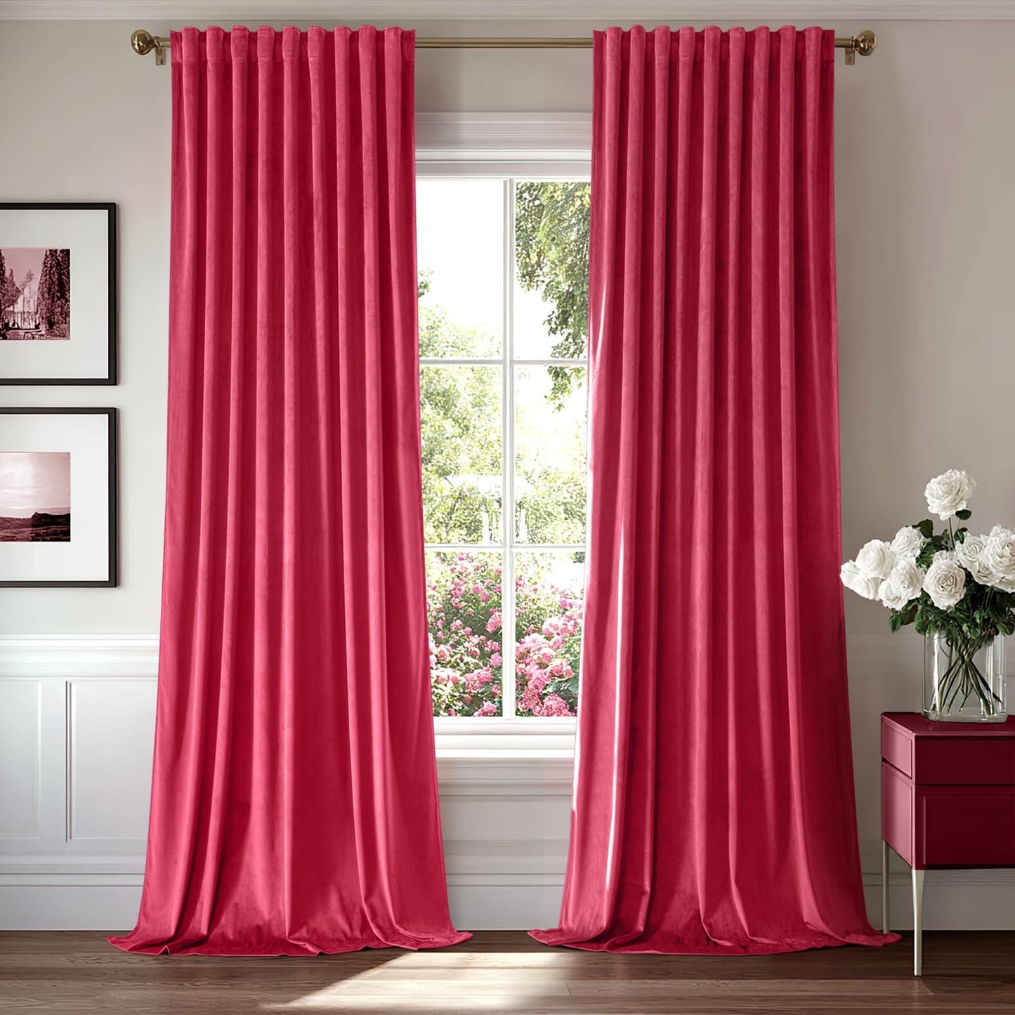 Luxury Hot Pink Velvet Curtains for Bedroom and Living Room