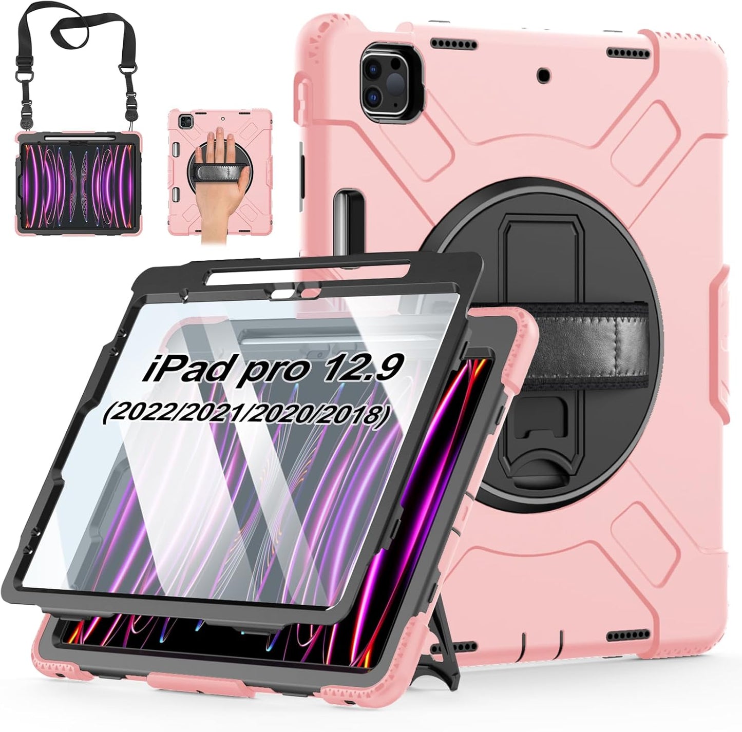 iPad Pro 12.9 Case with Screen Protector and Multi-Angle Stand