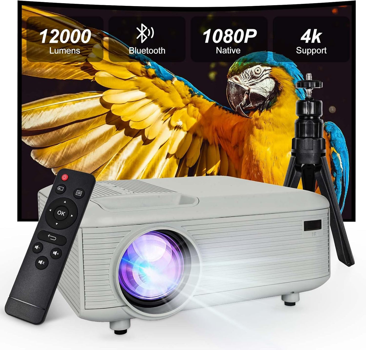 KEJOG Bluetooth Mini Projector Bundle