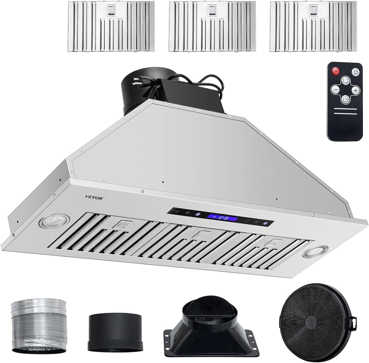 VEVOR 36 Inch Stainless Steel Insert Range Hood with 900CFM Power