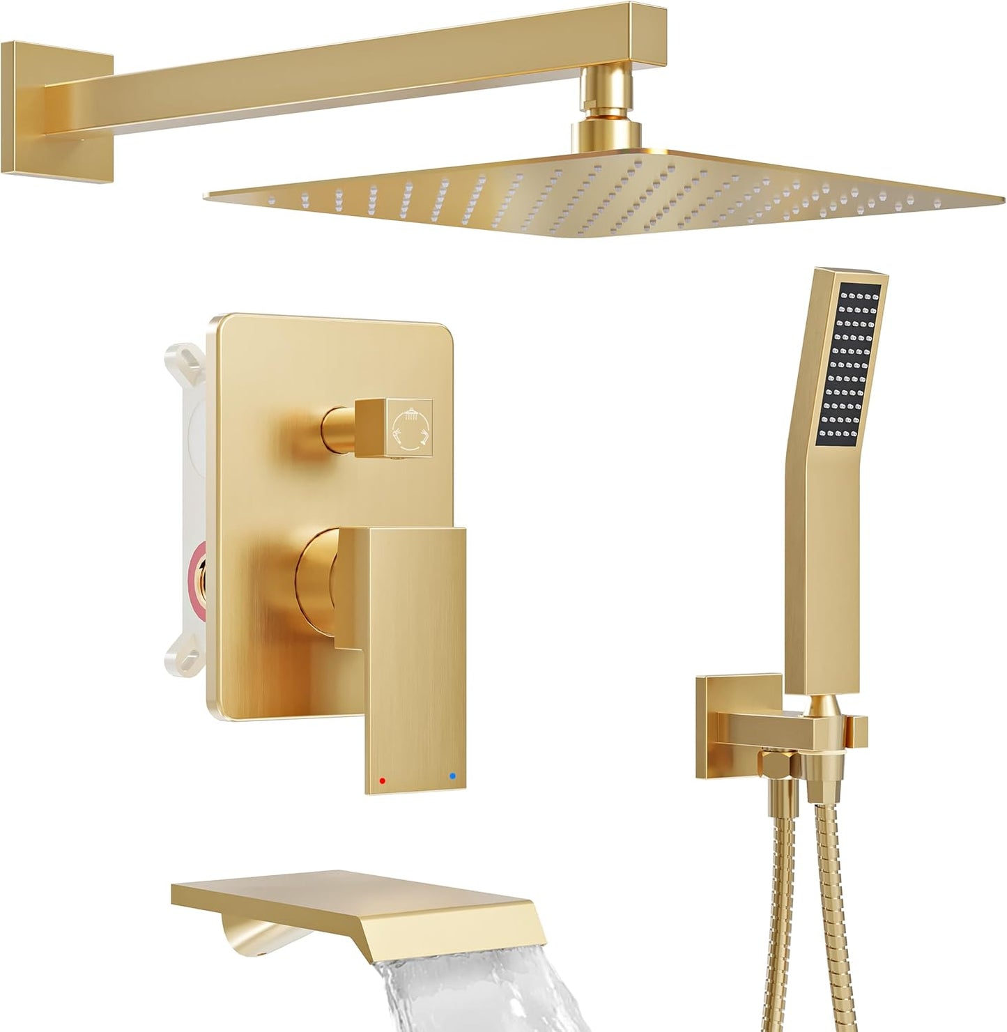 All Metal Tub Shower System with 12-Inch Rain Shower Head