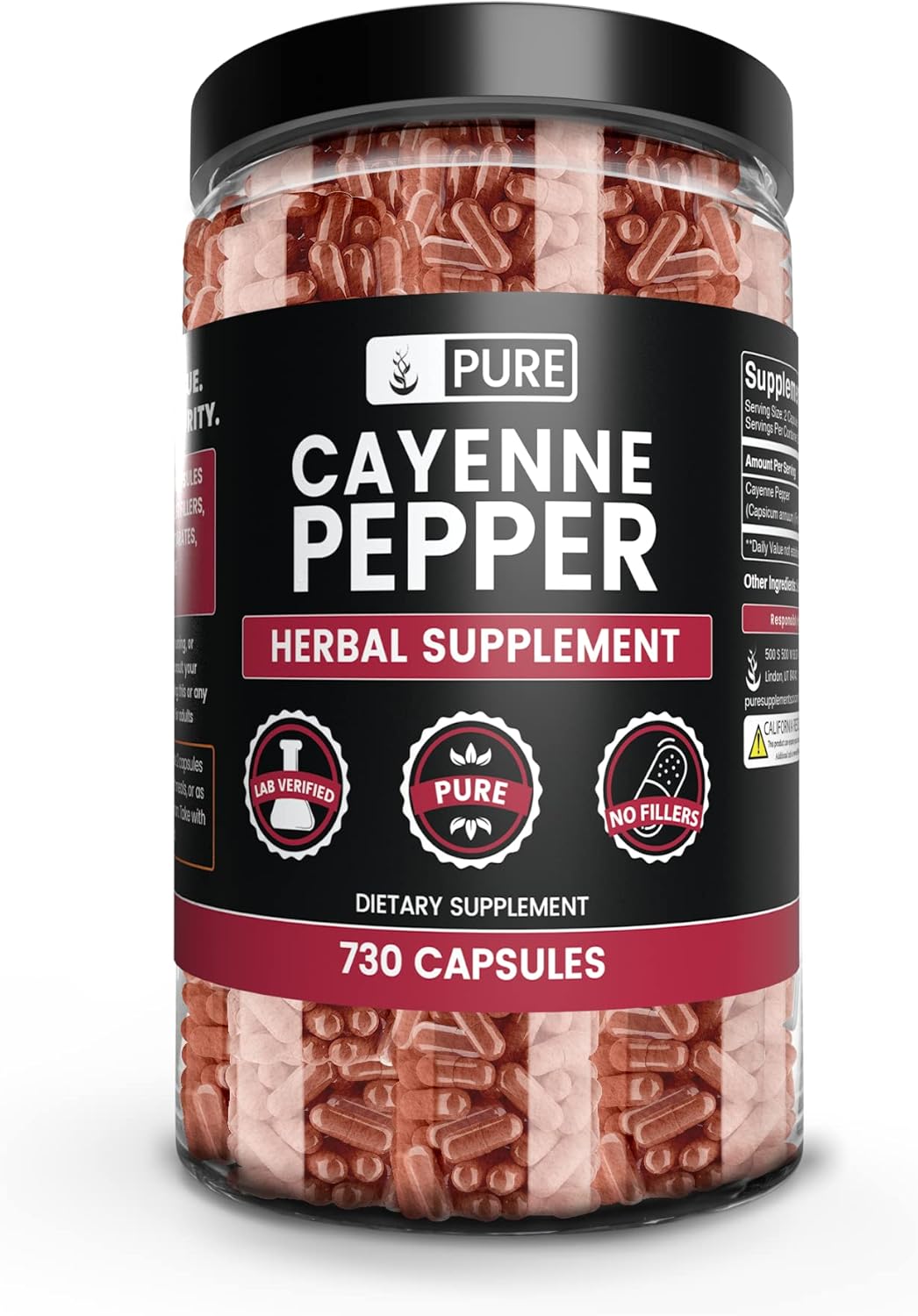 PURE Cayenne Pepper Capsules for Natural Health Support