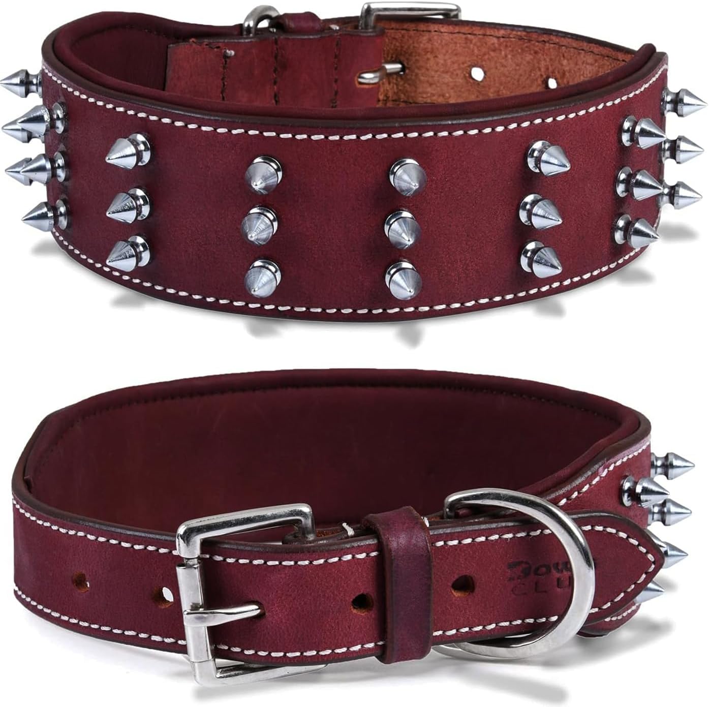 Genuine Leather Spike Dog Collar for Medium and Large Breeds