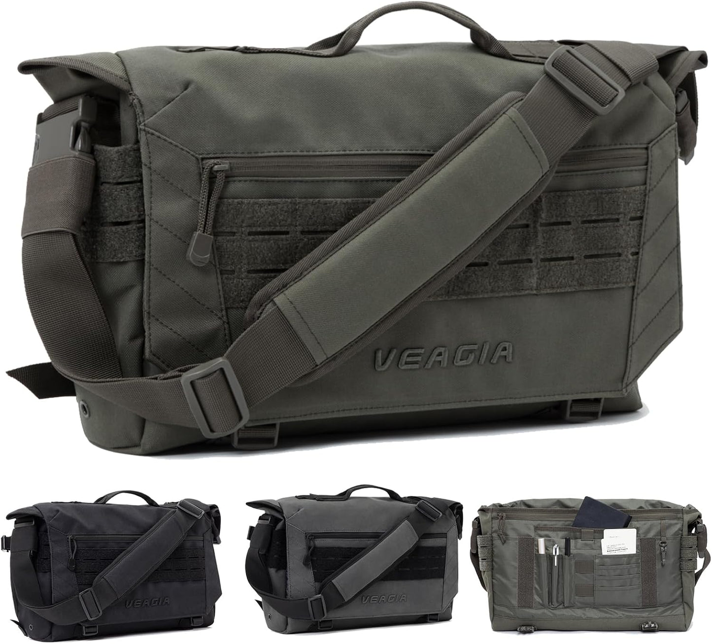 VEAGIA Tactical Messenger Bag with Detachable Shoulder Strap