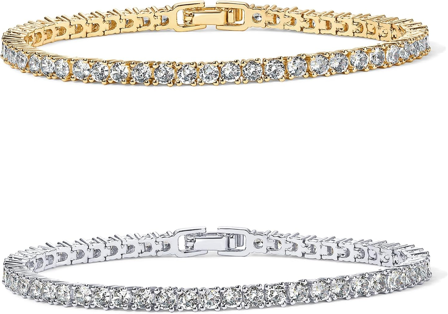 Stunning 14K Gold Plated 3mm Cubic Zirconia Tennis Bracelet