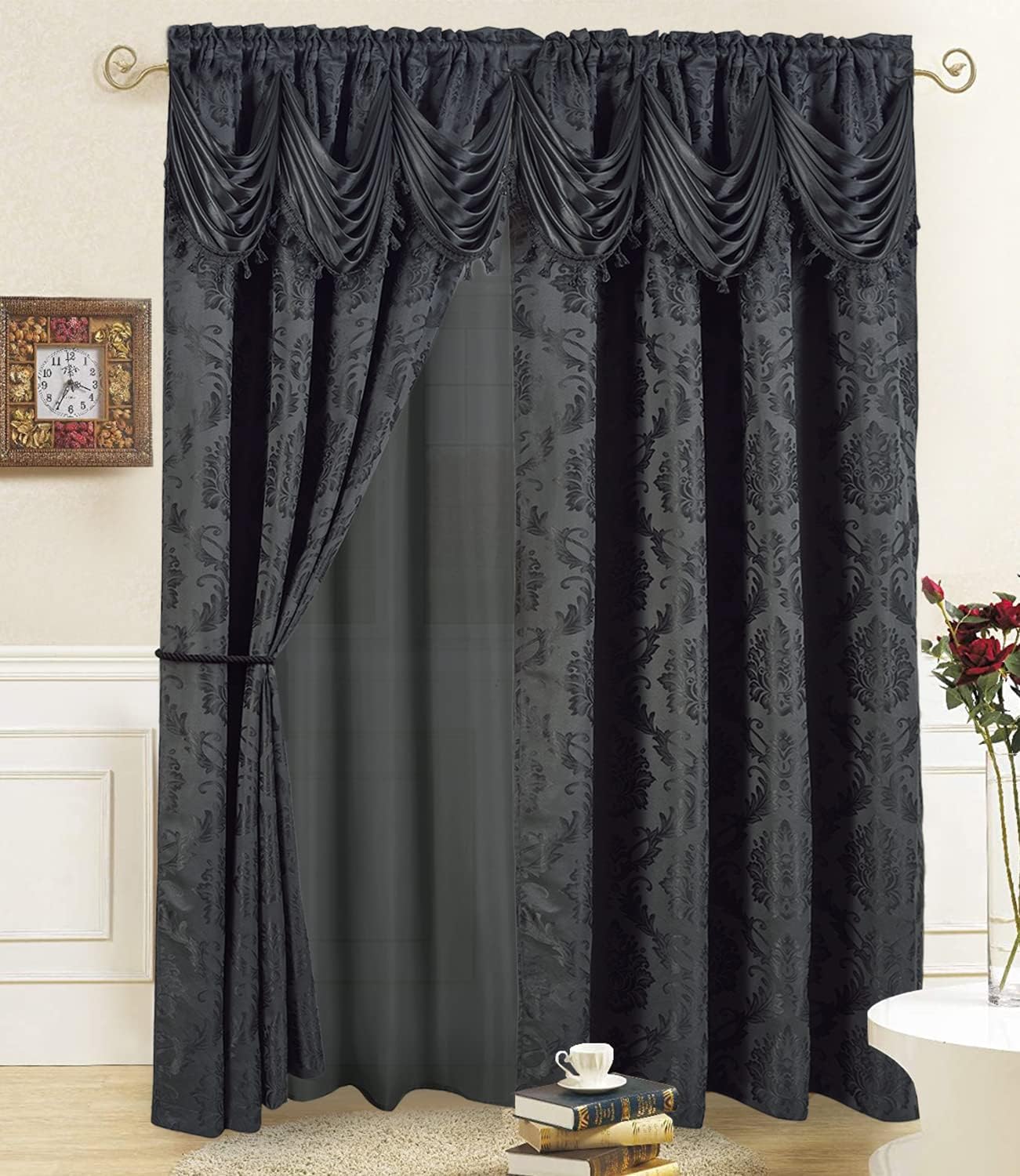 Elegant Halloween Curtains 2 Panel Set 108x84 Black
