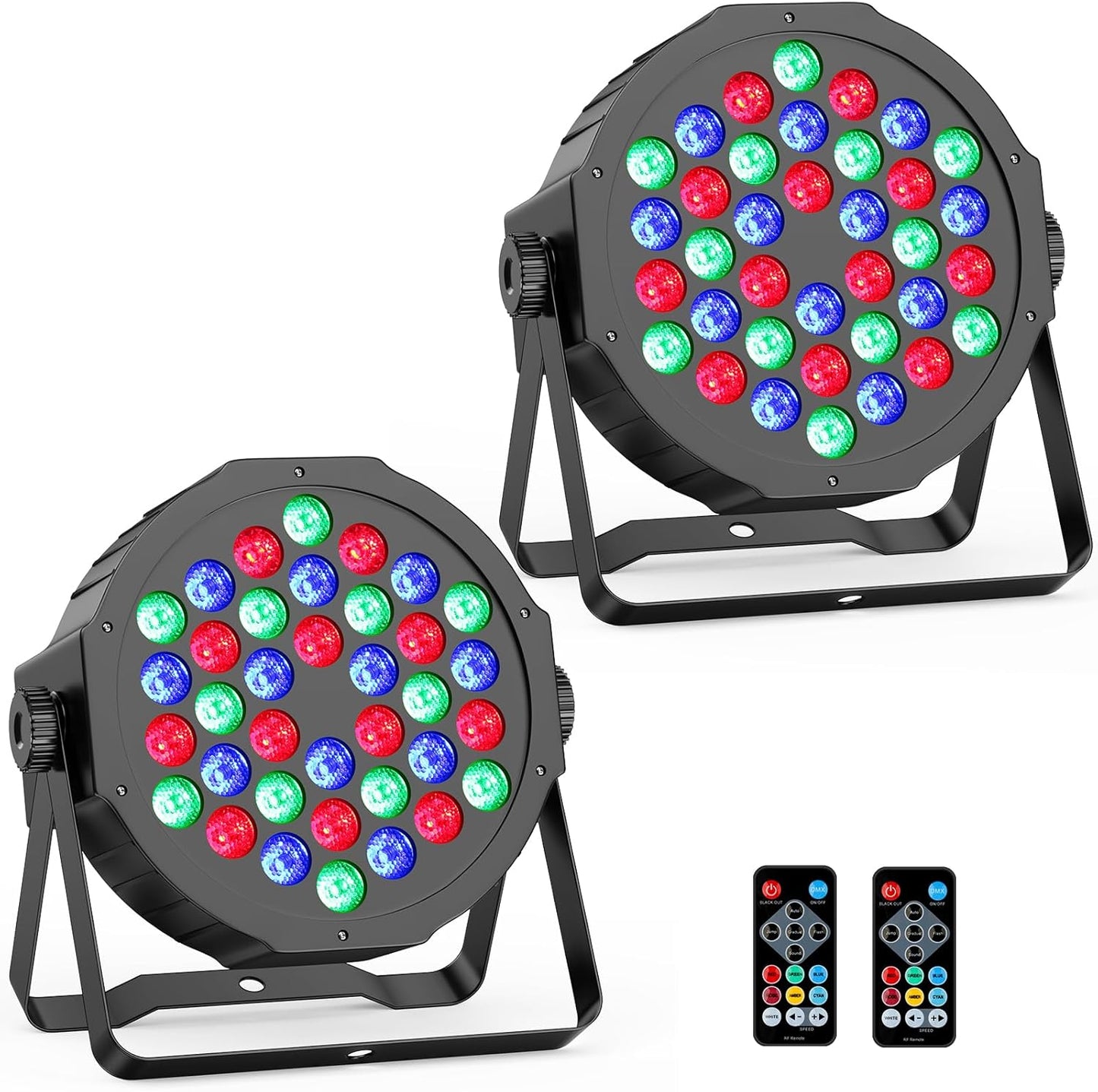 36LED RGB Stage Lights for DJ Parties and Events - 2 Pack