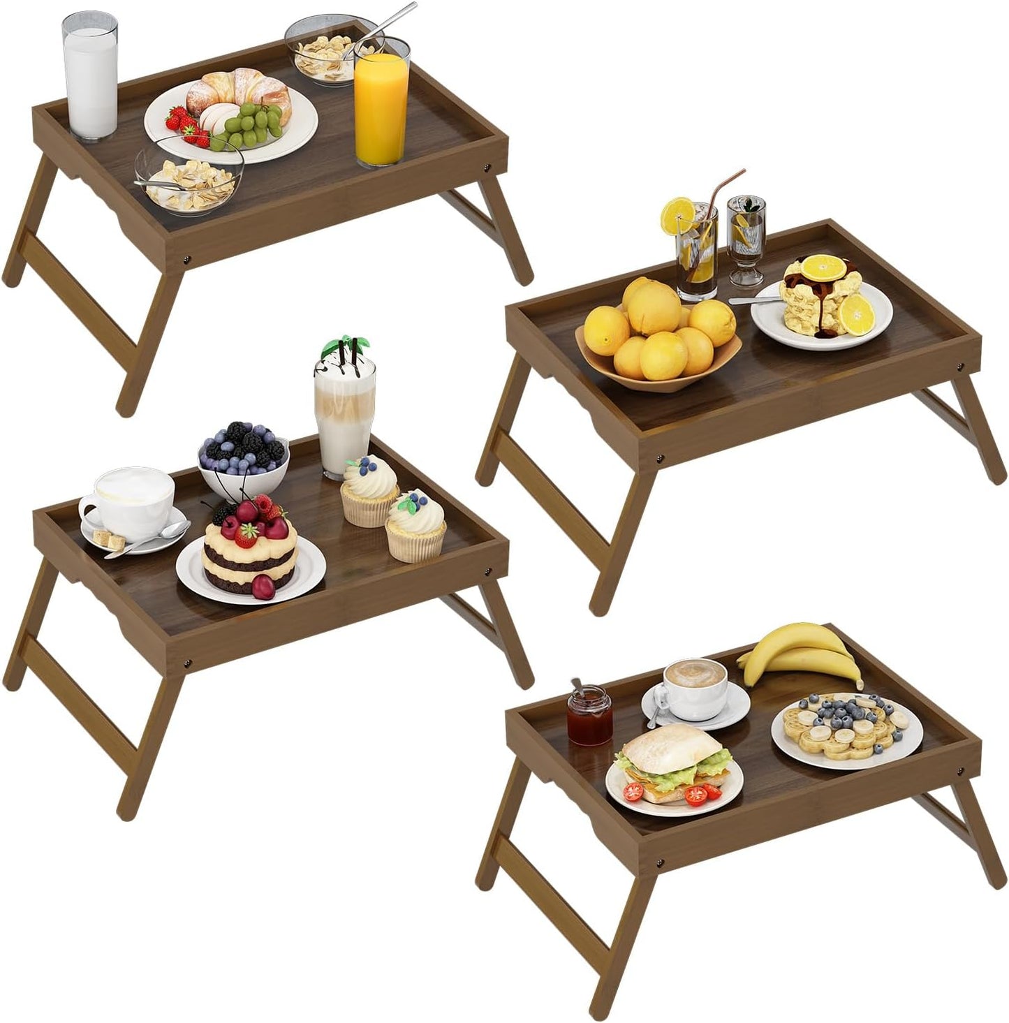 Artmalle Bed Tray Table with Folding Legs for Breakfast & Snacks