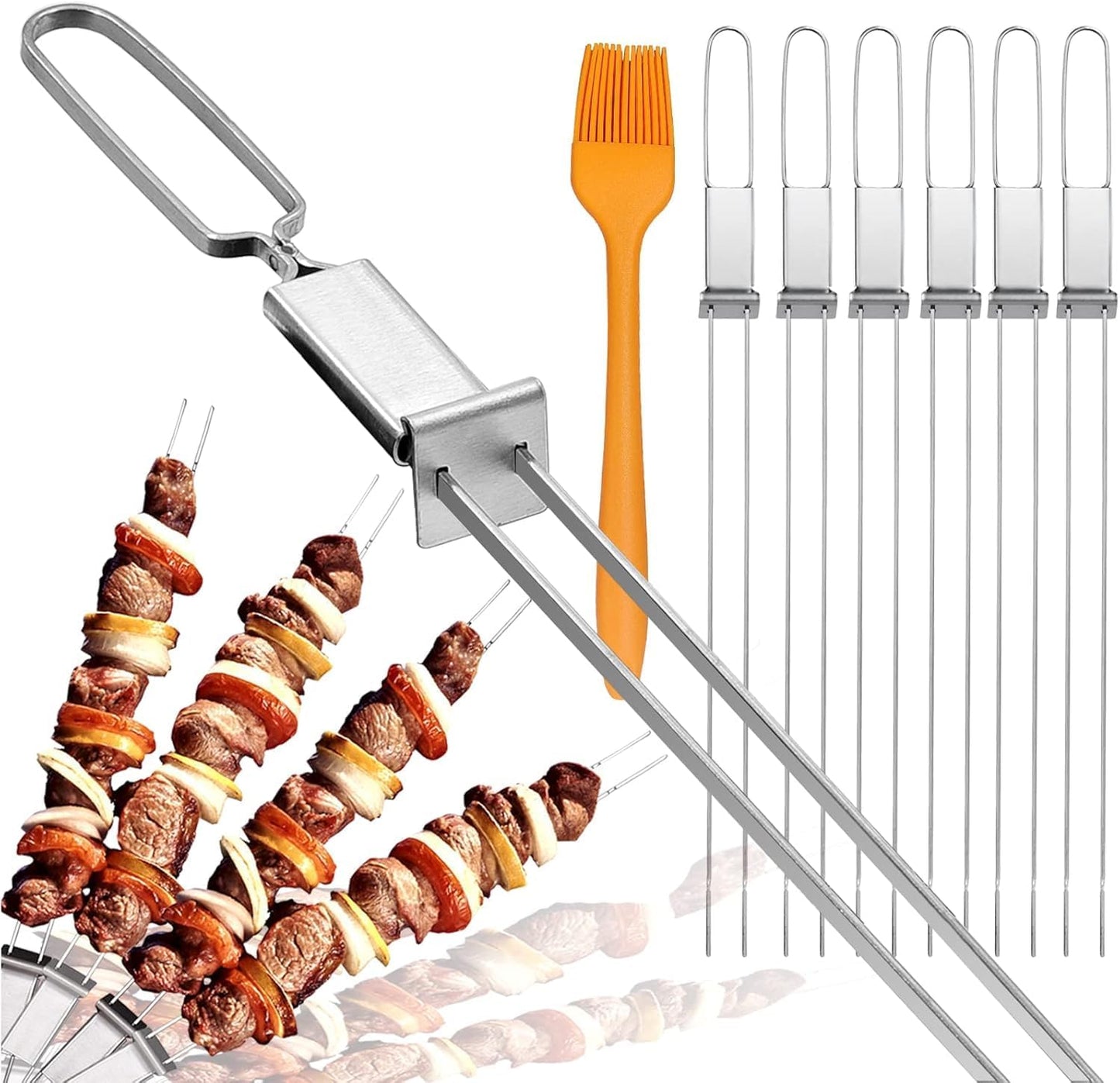 Metal Skewers for Kabobs - 17in Double Pronged BBQ Skewers