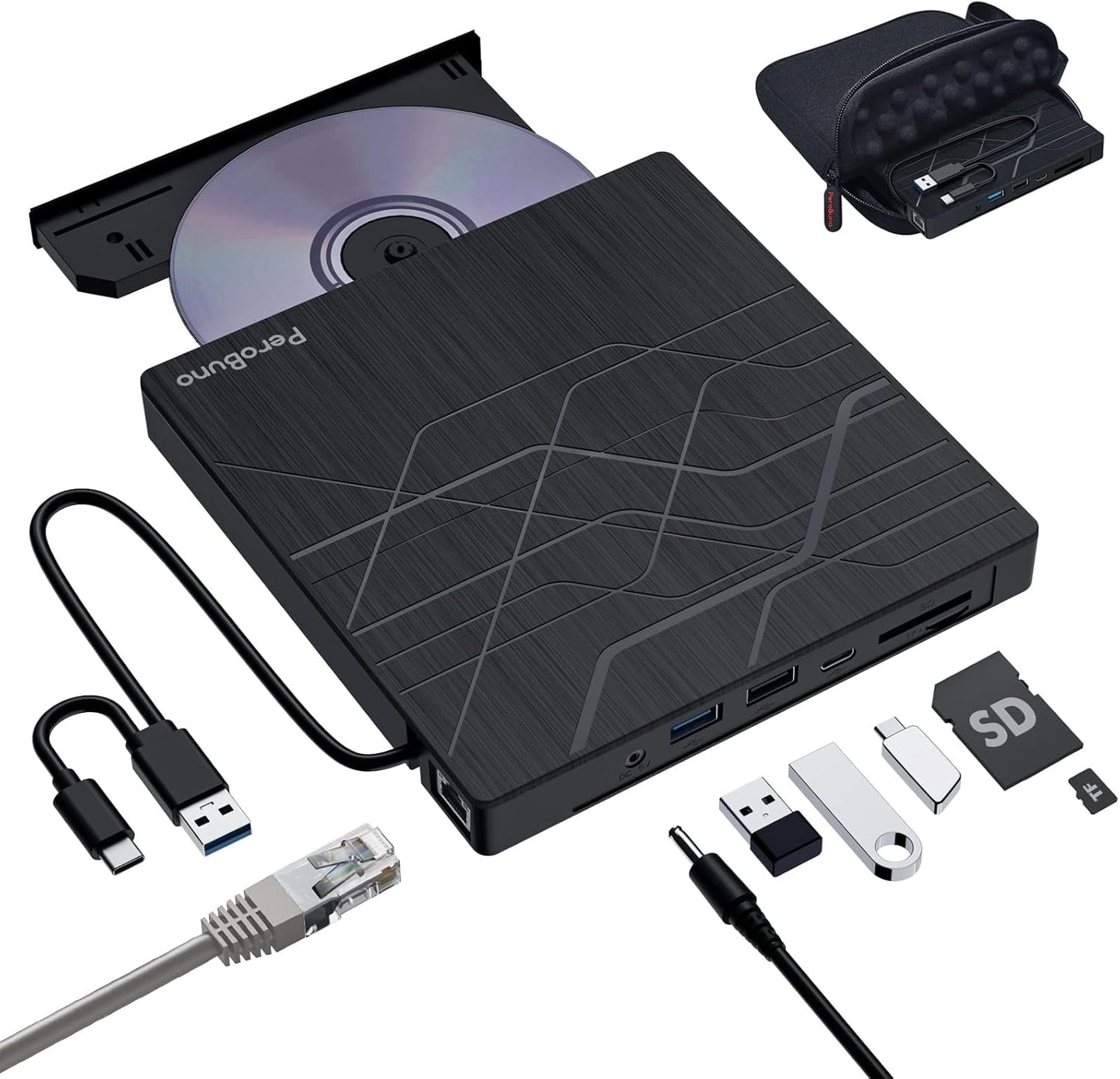 Super External CD DVD Drive with USB 3.0 and Ethernet Adapter