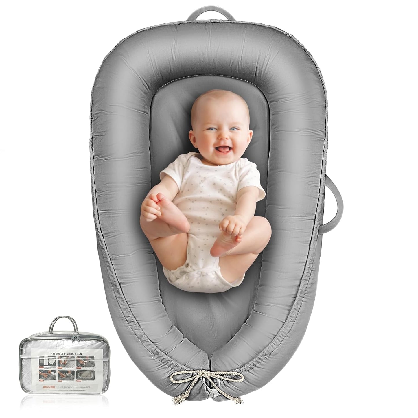 Baby Lounger for Newborns - Cozy Cotton Infant Nest for Comfort