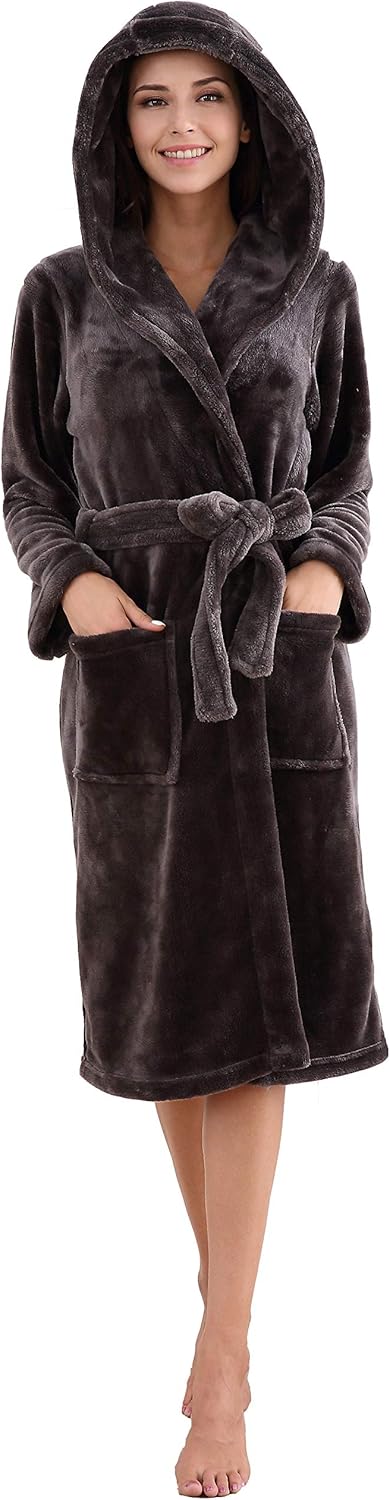 Richie House Women's Plush Soft Warm Fleece Bathrobe Robe RH1591