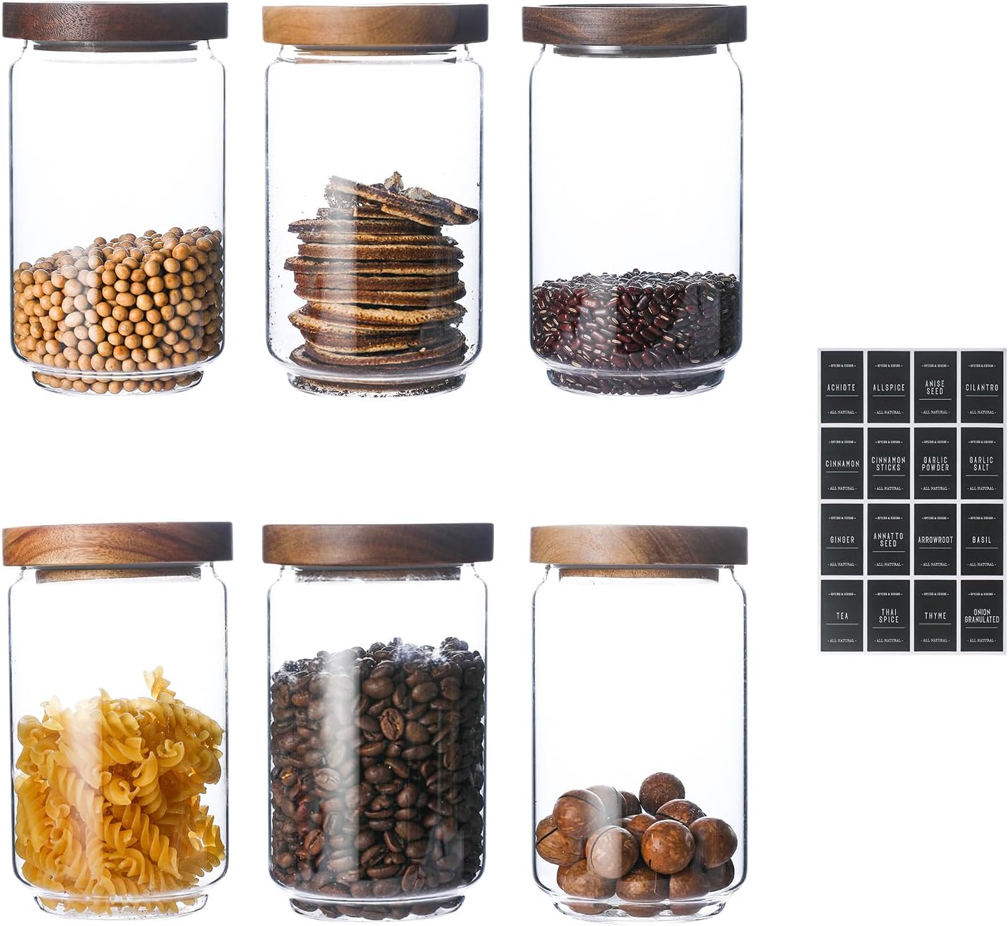 25 OZ Glass Jars Set with Wood Lids for Food Storage Needs
