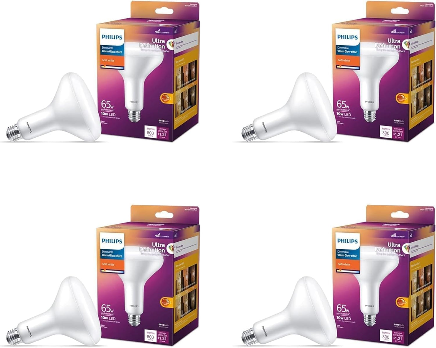 Philips LED 65W BR40 Ultra Definition Soft White Light Bulbs