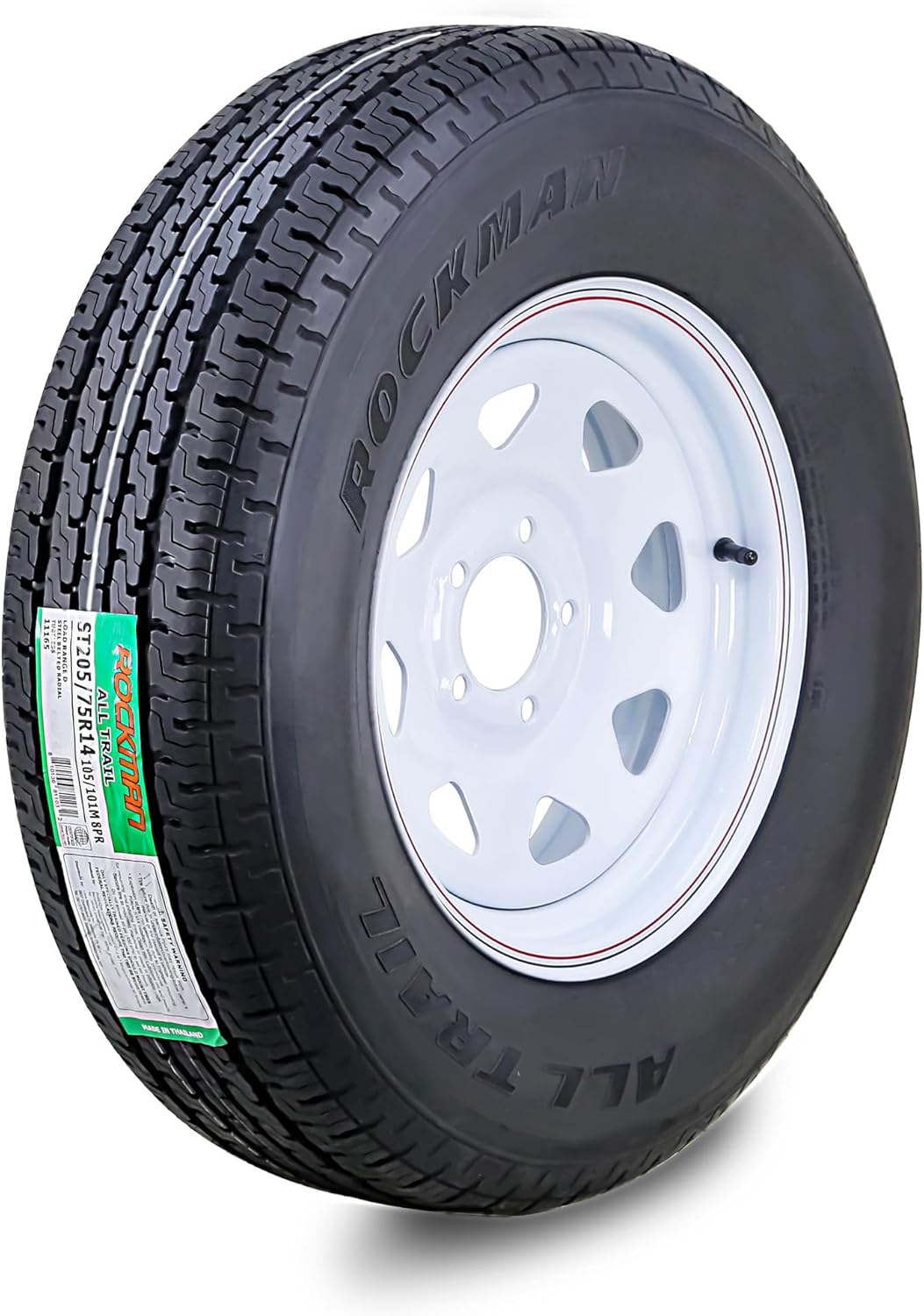 ROCKMAN Trailer Tire Wheel Assembly ST205/75R14 for Safety