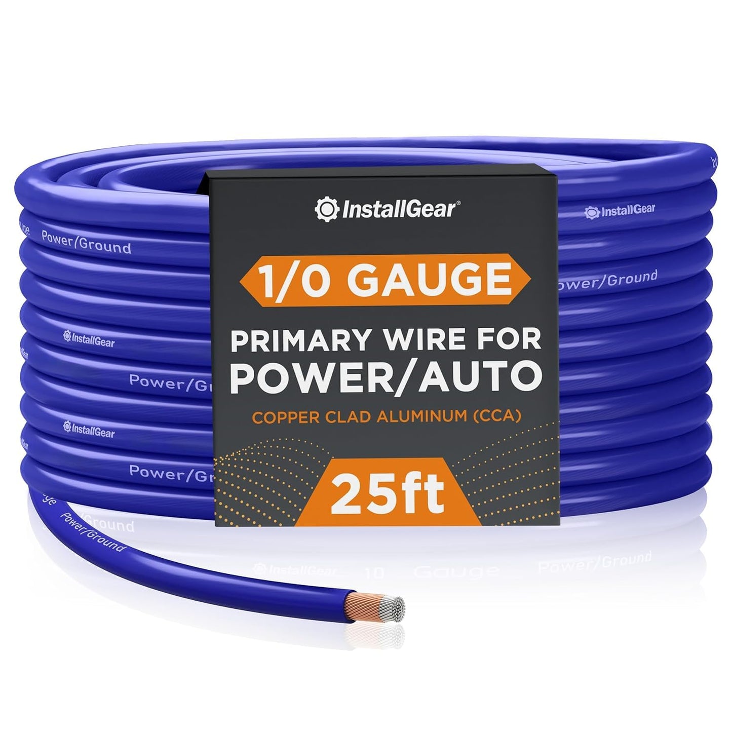 InstallGear 1/0 Gauge Wire - Durable Copper Clad Aluminum Cable