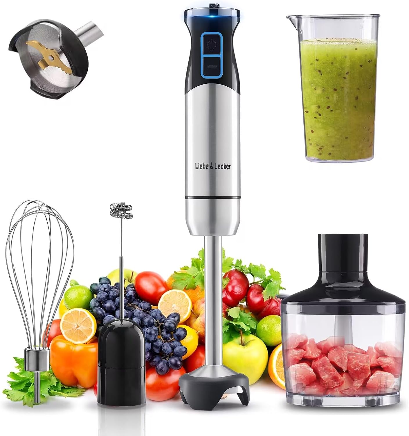 5-IN-1 Hand Blender for Baby food & Smoothies | 8-Speed Immersion Stick Mixer