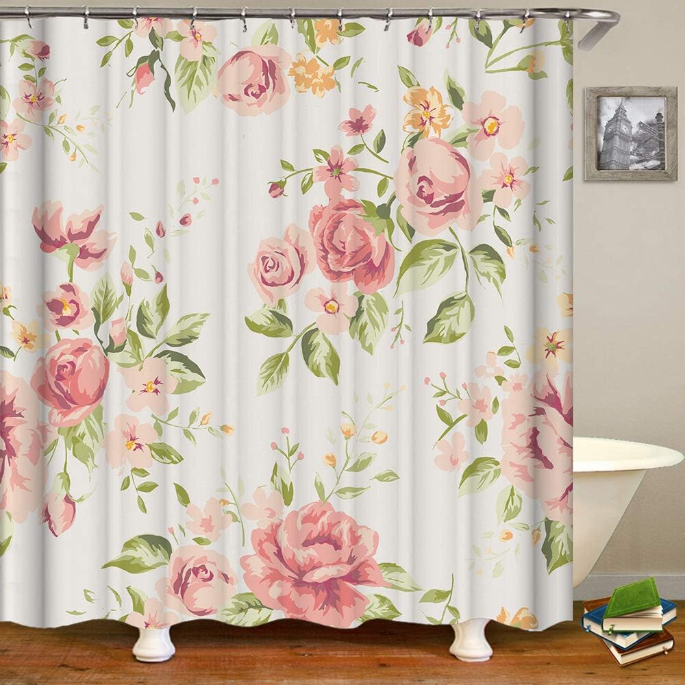 Vintage Floral Shower Curtain Set, 72x72, Shocur