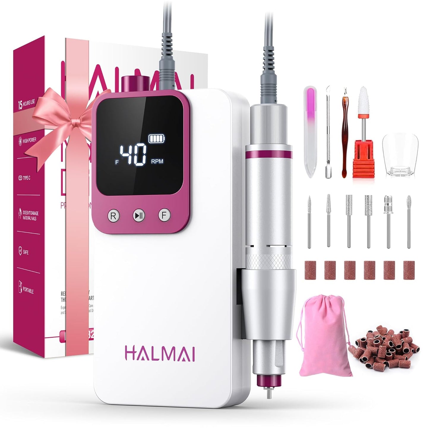 Electric Nail Drill Professional for Acrylic Gel Nails - HMC320