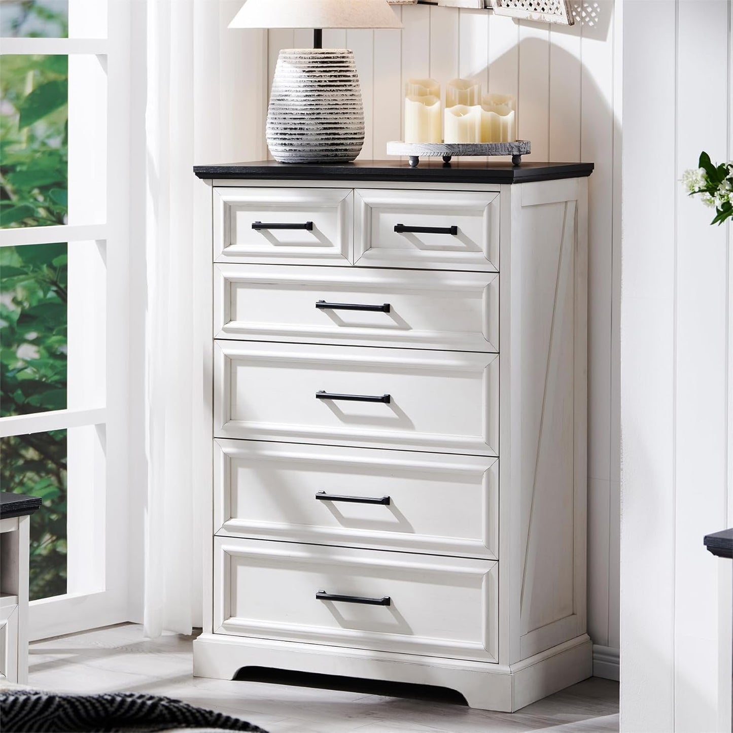 6 Drawer Dresser for Bedroom - Farmhouse Chest of Drawers