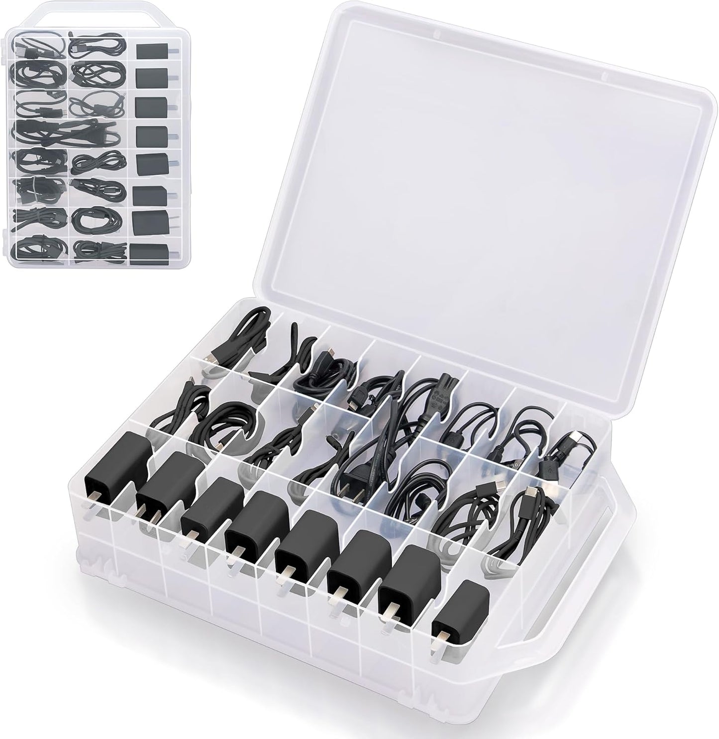 Petticco Cable Organizer: 46 Compartments, Double-Sided Storage