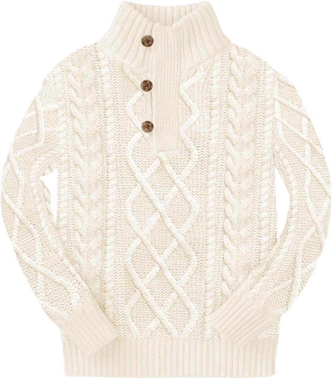 Kingdenergy Kids Sweaters Boys Turtleneck Cable Knit Pullover