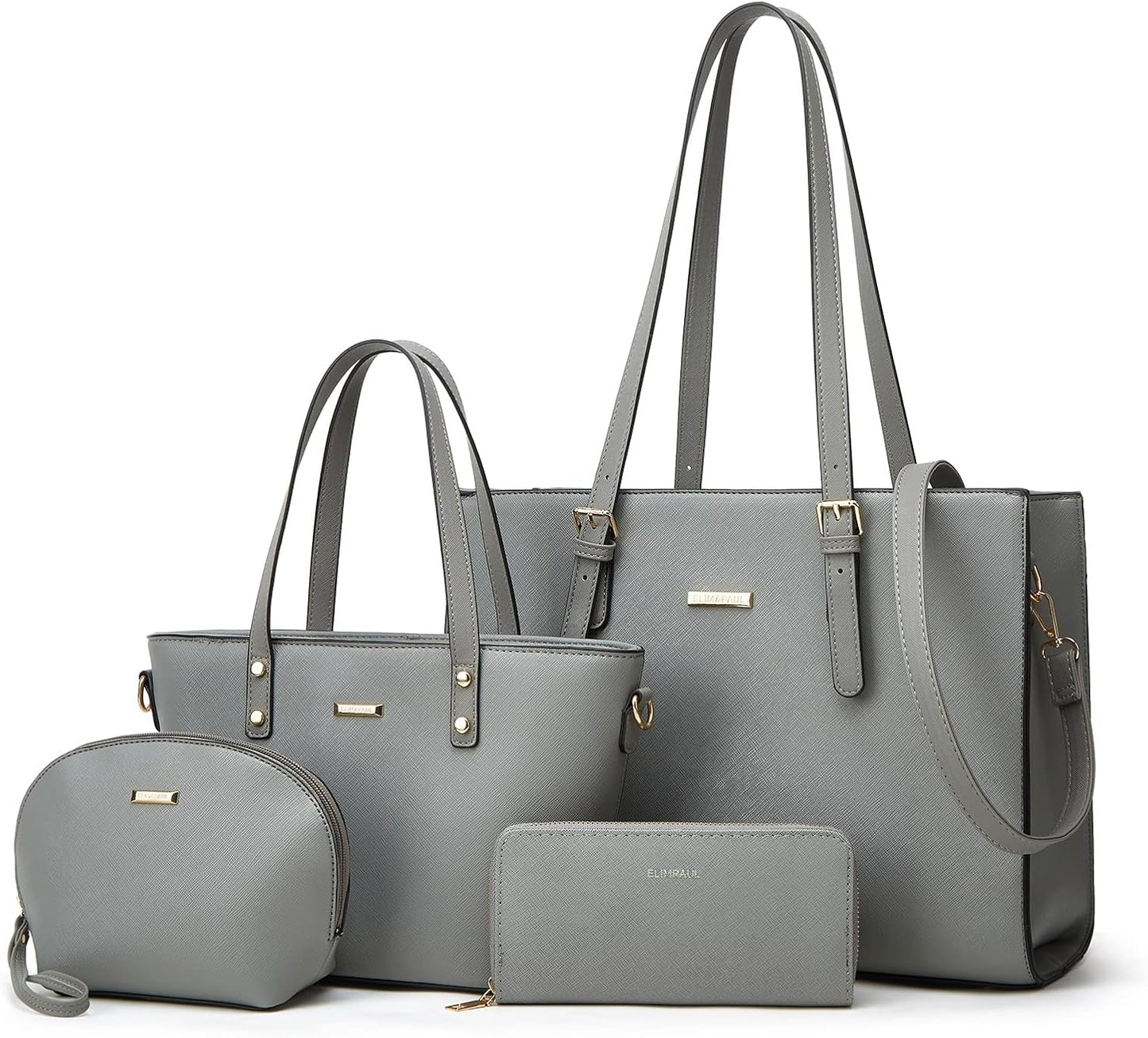 Women Fashion Synthetic Leather Handbags Tote Bag Set 4pcs