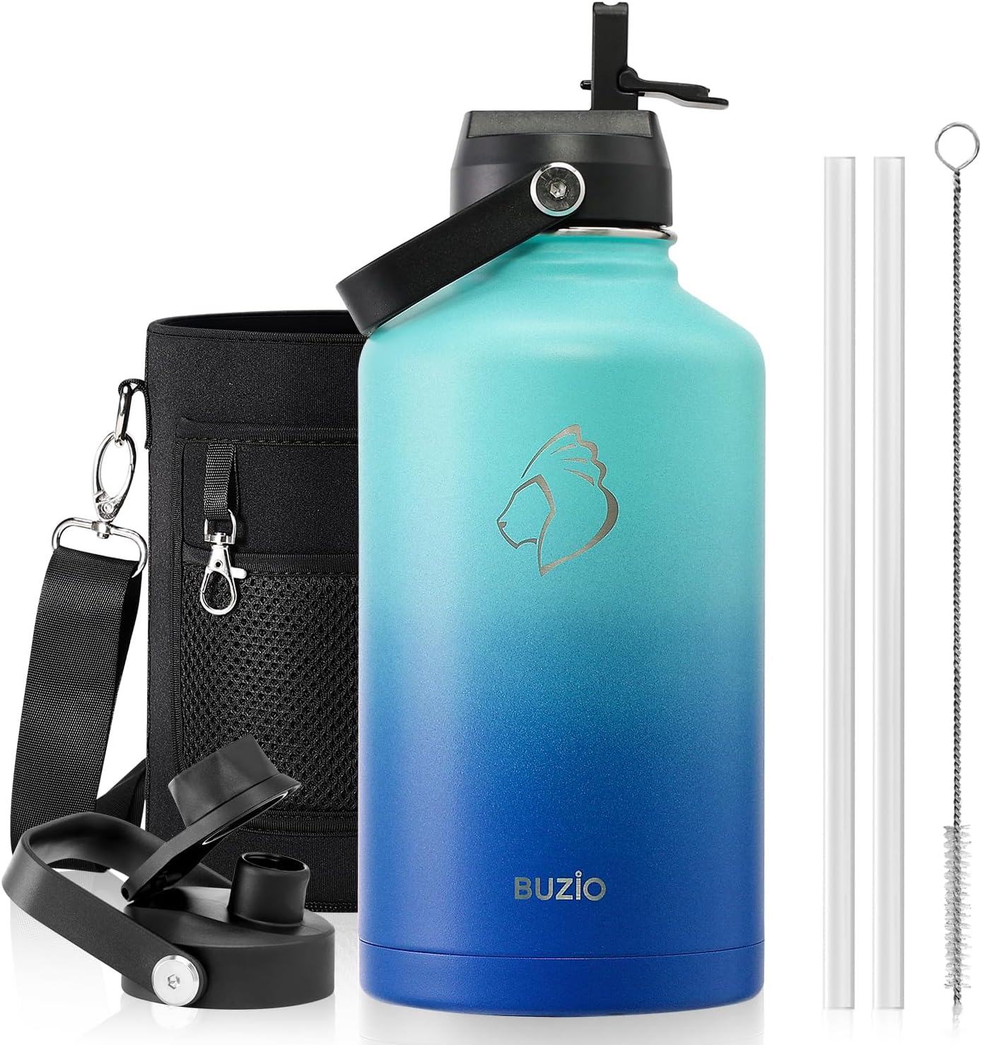 BUZIO Vacuum Insulated 64oz Water Bottle for Outdoor Sports