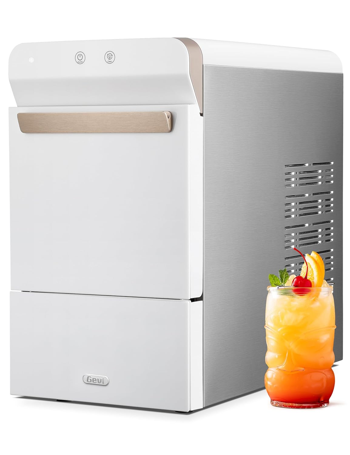 Self-Cleaning Nugget Ice Maker | Stainless Steel | White