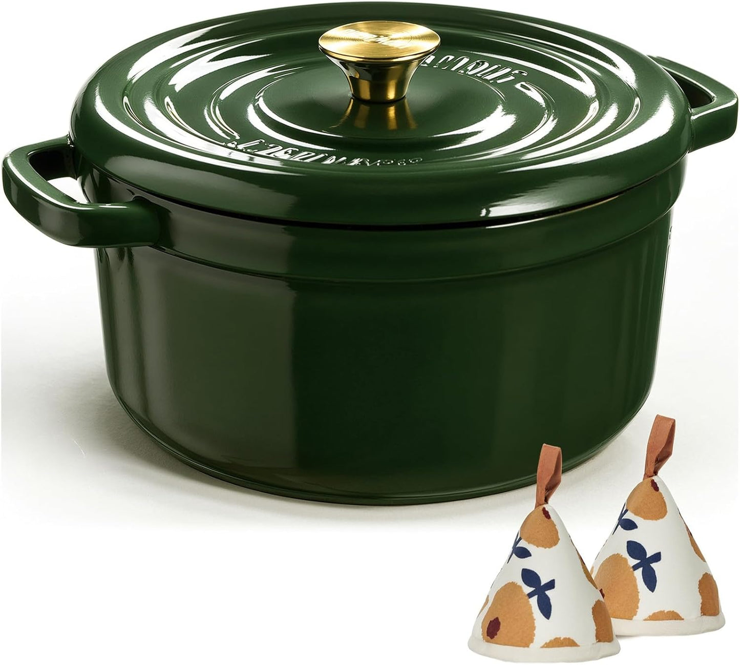Overmont Enameled Cast Iron Dutch Oven - 5QT Heavy-Duty Pot