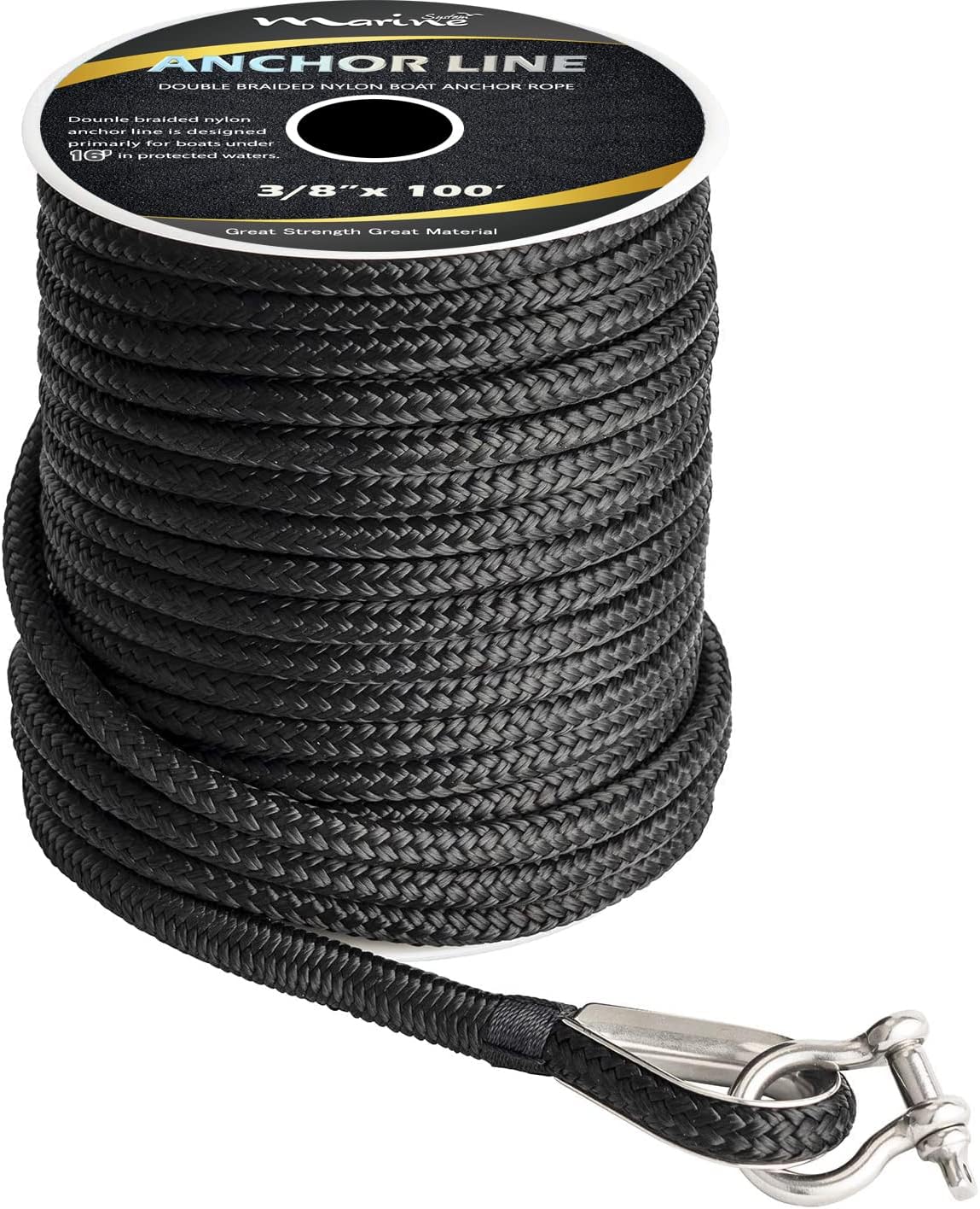 3/8 Inch Double Braided Nylon Anchor Line for Boats Up to 27ft