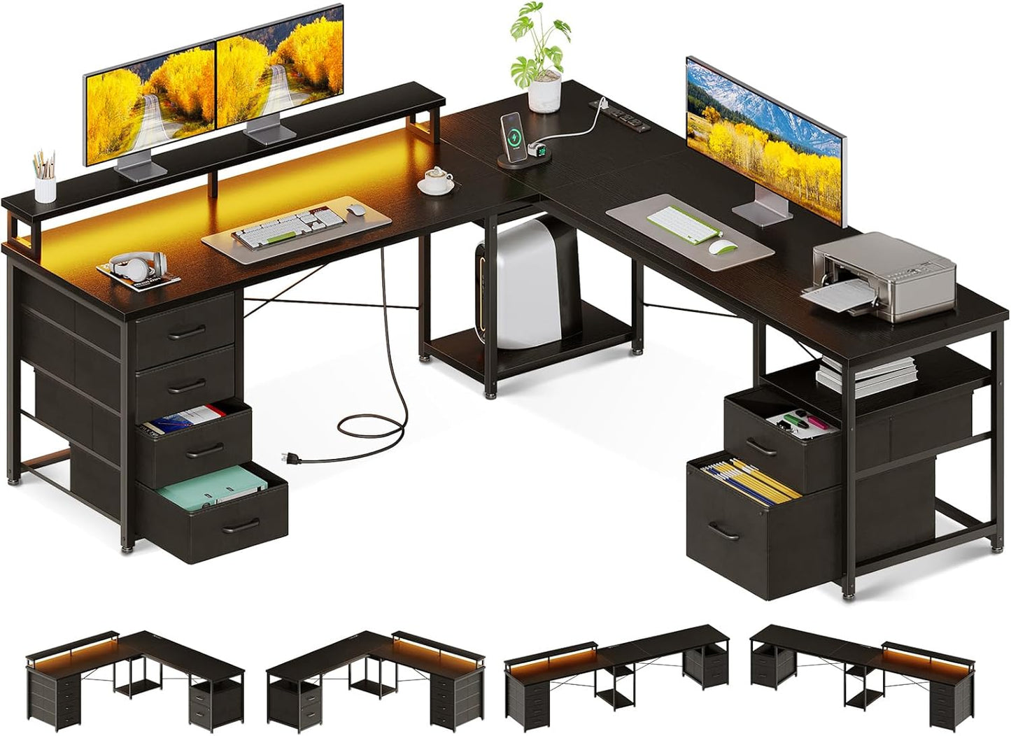 AODK 66 L Shaped Gaming Desk - Organized & Stylish