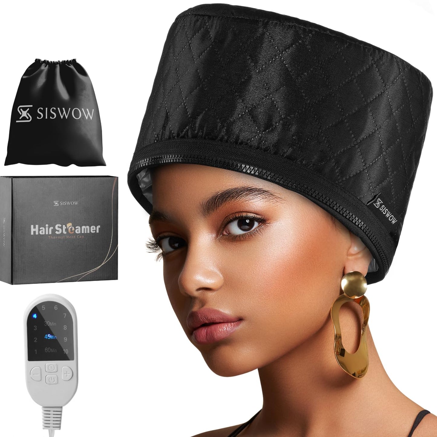 10-Level Hair Steamer for Deep Conditioning - Fast Heating Cap for Black Hair