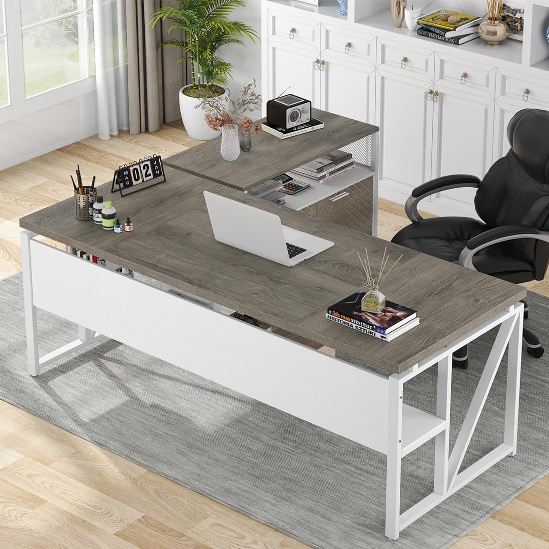 Tribesigns L-Shaped Desk Set: Efficient Home Office Organizer
