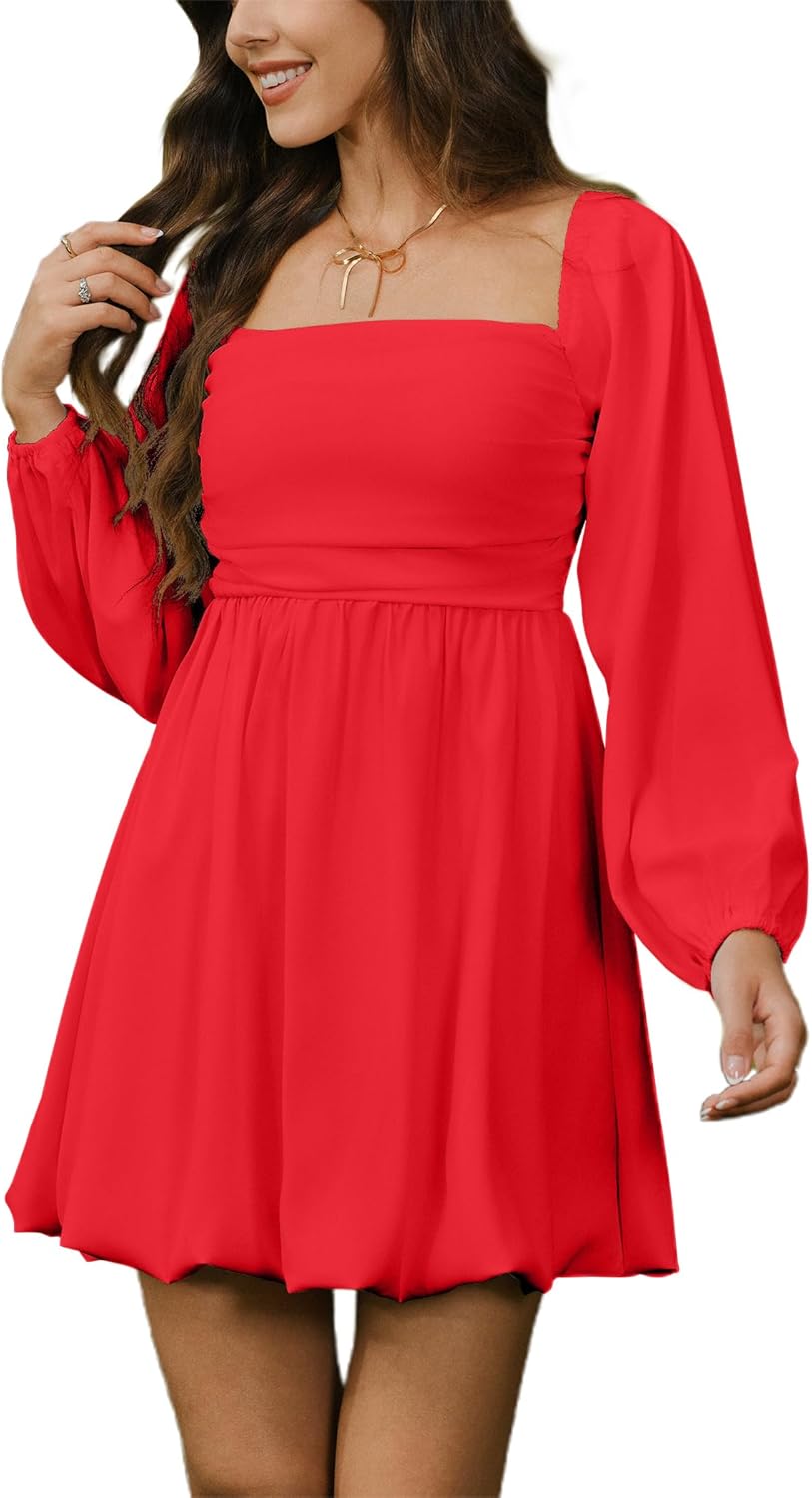 HYPERFIRE Women's Square Neck Pleated Mini Dress Review