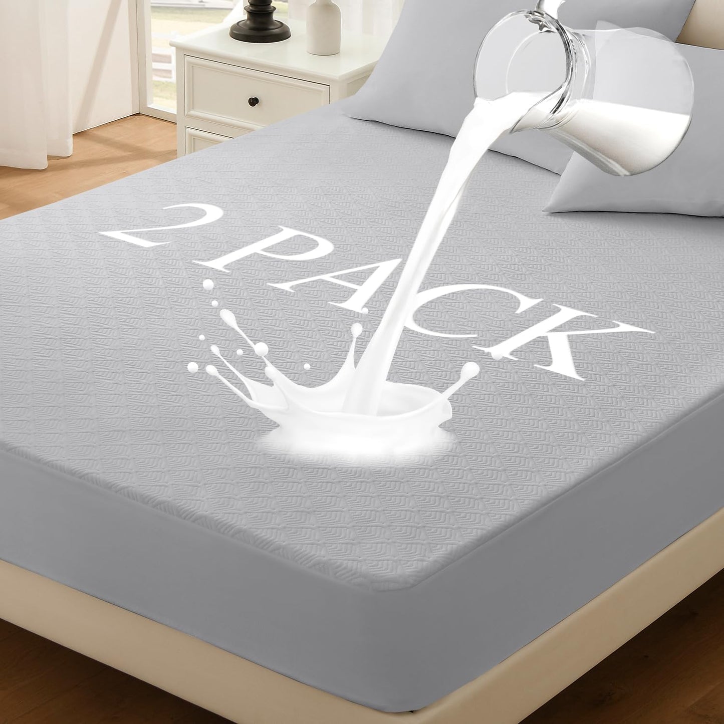 Twin Mattress Protector 2 Pack - Waterproof and Breathable Comfort