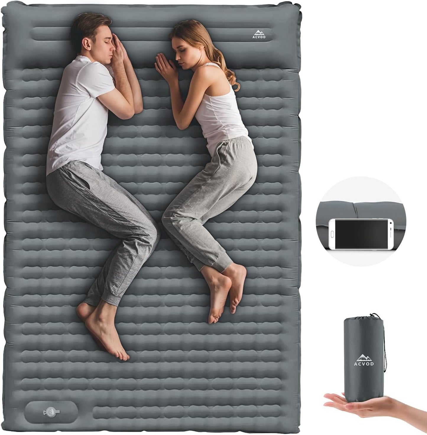 Double Sleeping Pad with Built-in Pump for Comfortable Camping