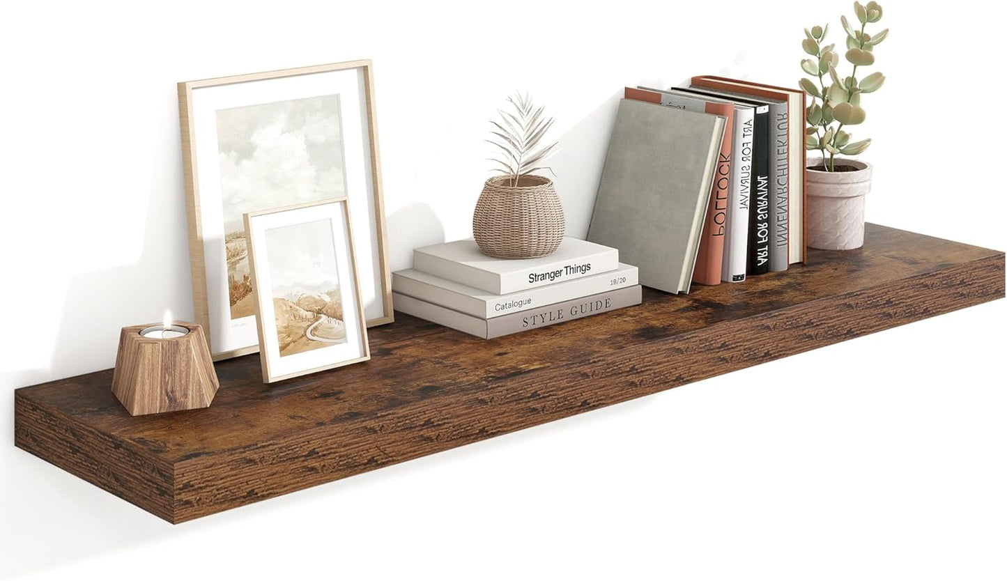 Heimlove 48in Floating Shelves for Wall - Rustic Brown Display