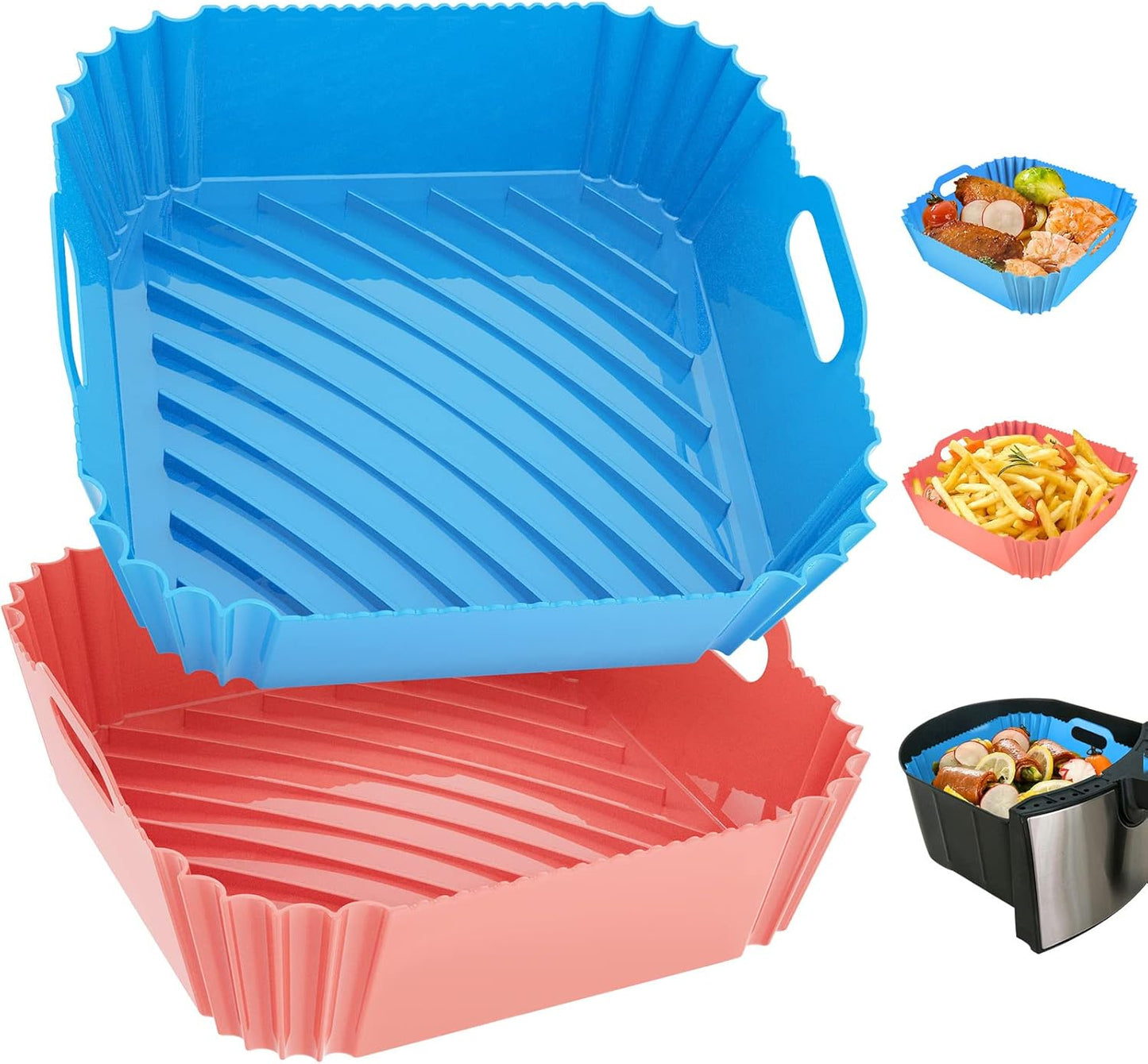 Seropy Silicone Air Fryer Liners 2 Pack - Reusable & Easy Cleanup