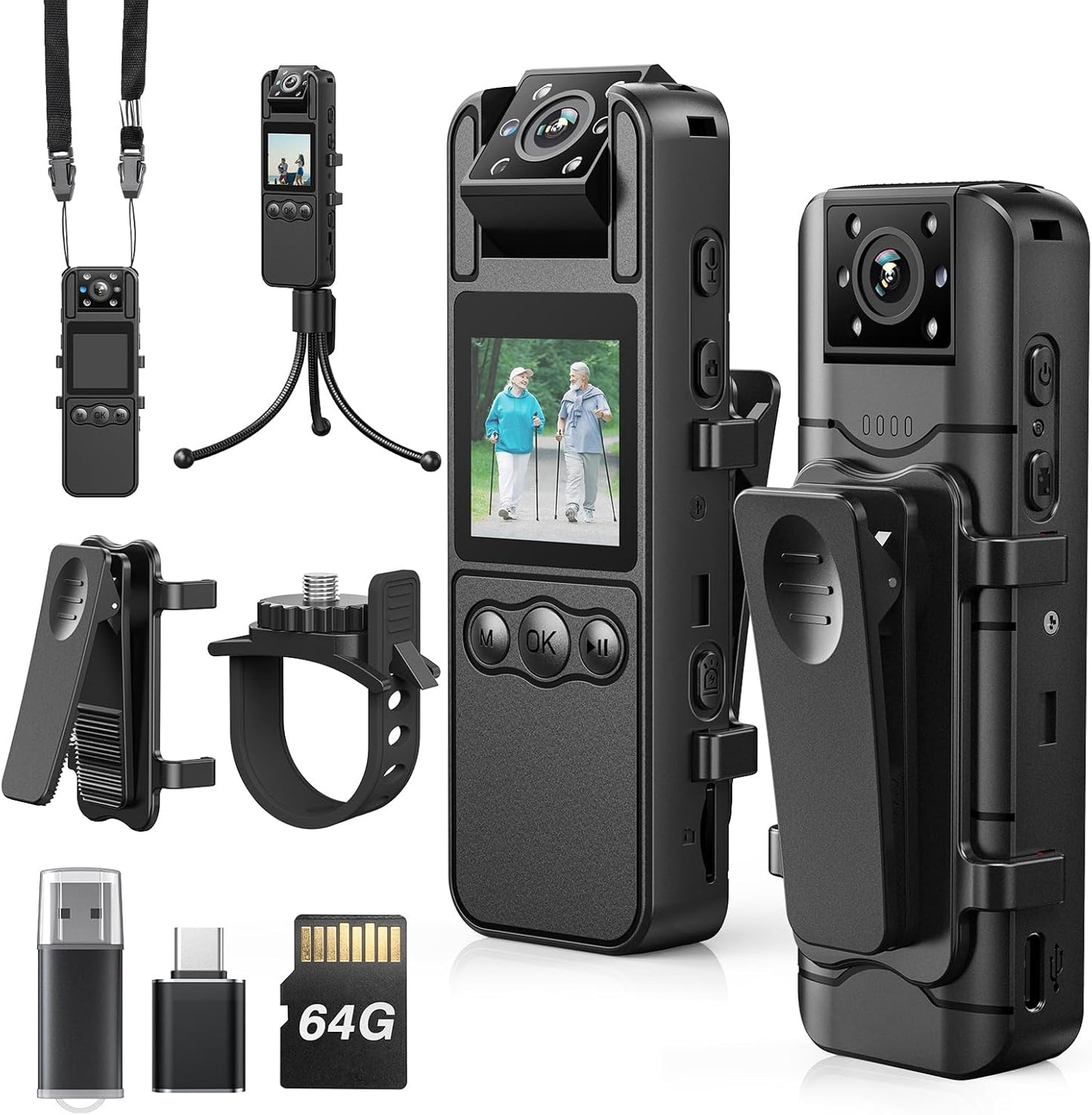 Z11 2K Body Worn Camera with 64GB Storage and 180 Rotatable Lens