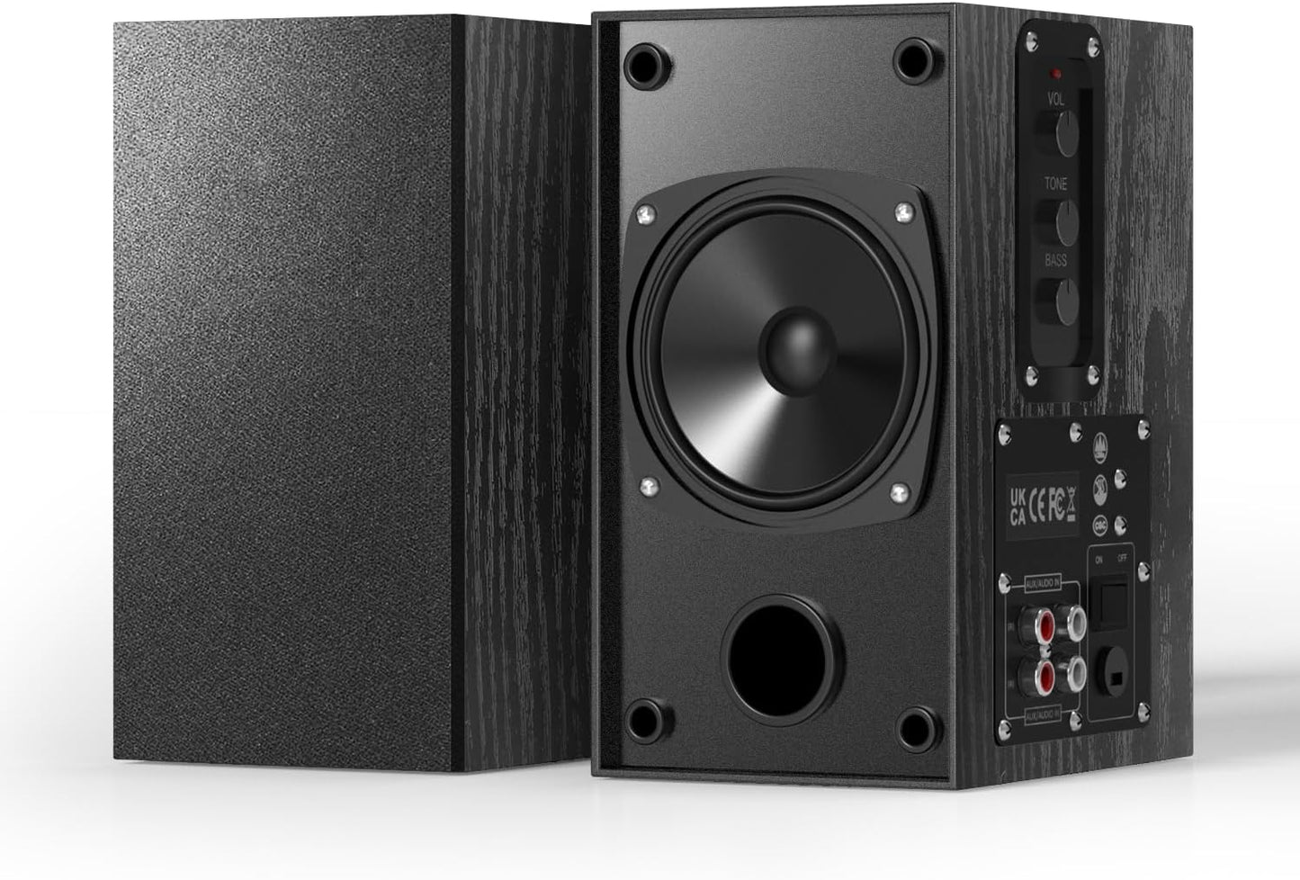 Elimavi 30W Powered Bookshelf Speakers - Rich Sound from Turntable, TV & PC