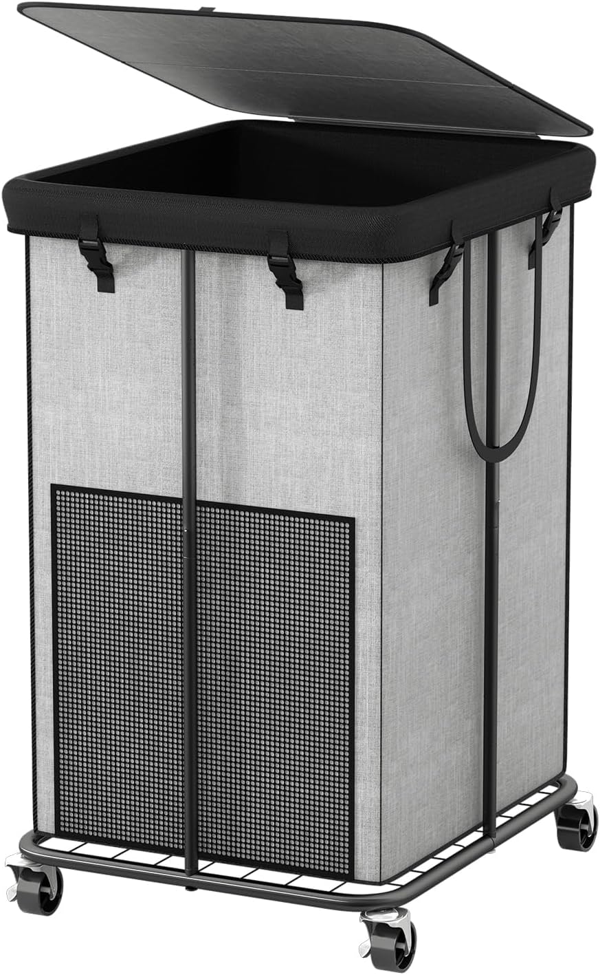 150L Large Laundry Hamper with Lid and Rolling Wheels for Easy Use
