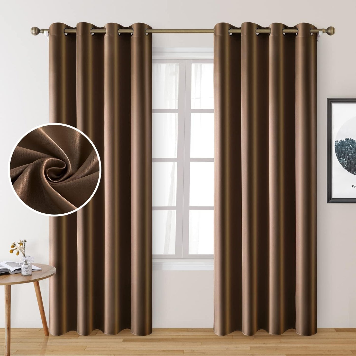 Faux Silk Blackout Curtains for Bedroom - Room Darkening Drapes