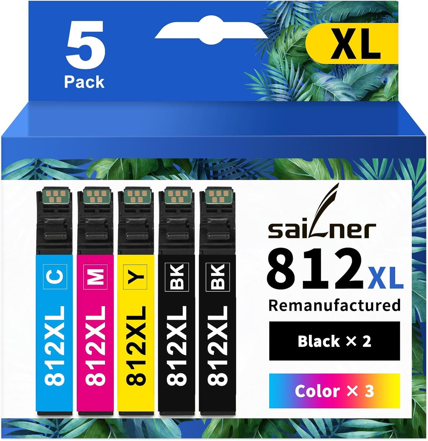 812XL Ink Cartridges Combo Pack for Epson Printers - 5 Pack