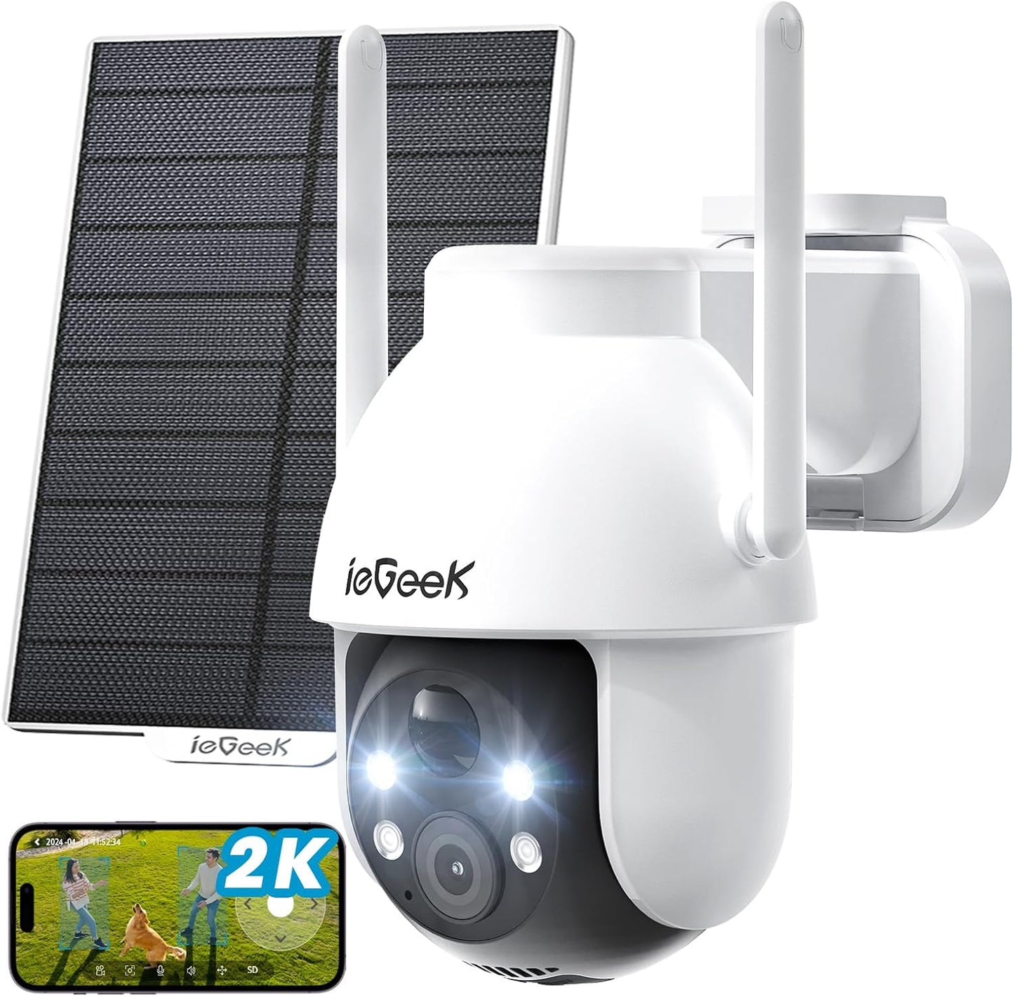 ieGeek Security Cameras Wireless Outdoor with 2K Solar Power