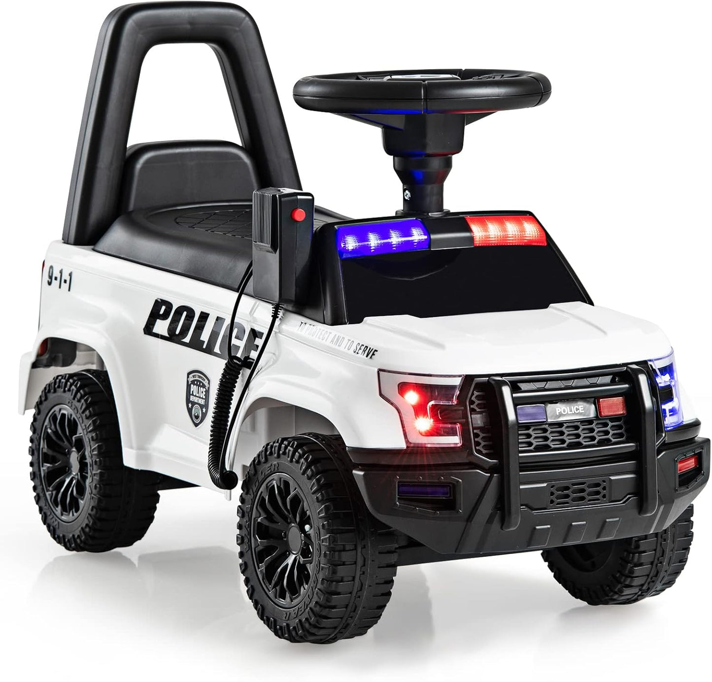 OLAKIDS Ride On Push Police Car for Toddlers with Siren